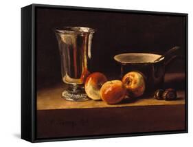 Still Life with Apples and Silver Goblet, 1876 (Oil on Canvas)-Francois Bonvin-Framed Stretched Canvas