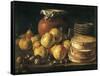 Still Life with Apples, Walnuts, Pot and Boxes of Sweetmeats-Luís Meléndez O Menéndez-Framed Stretched Canvas