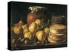 Still Life with Apples, Walnuts, Pot and Boxes of Sweetmeats-Luís Meléndez O Menéndez-Stretched Canvas