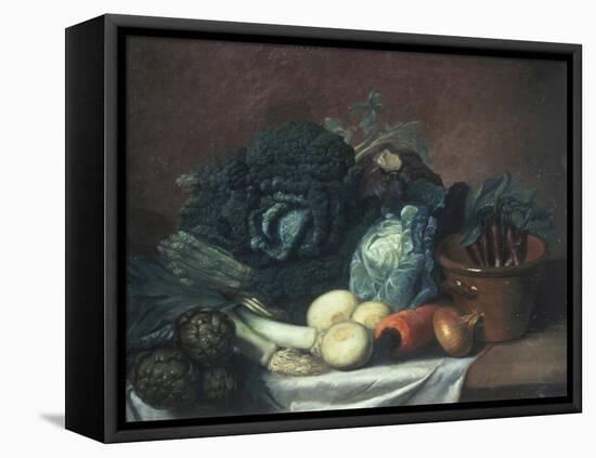 Still Life with Artichokes, Asparagus and Cabbage-Gabriel Germain Joncherie-Framed Stretched Canvas