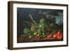 Still Life with Artichokes, Tomatoes in Landscape-Luis Egidio Melendez-Framed Art Print