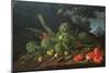 Still Life with Artichokes, Tomatoes in Landscape-Luis Egidio Melendez-Mounted Art Print