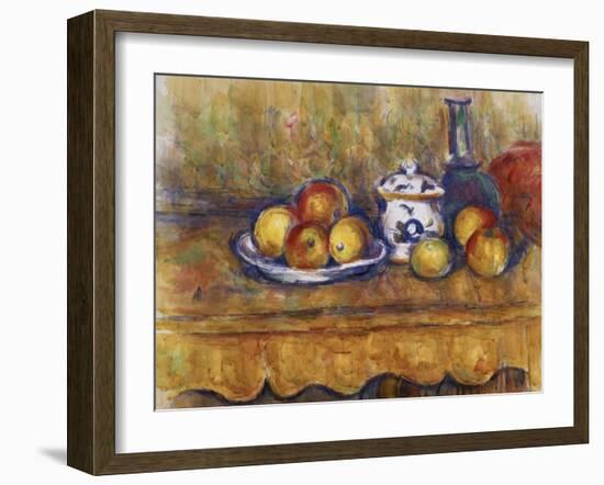 Still Life with Blue Bottle and Sugar Bowl-Paul Cézanne-Framed Giclee Print