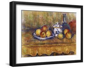 Still Life with Blue Bottle and Sugar Bowl-Paul Cézanne-Framed Giclee Print