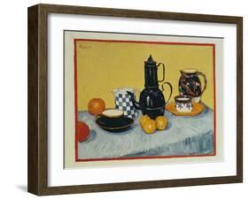 Still Life with Blue Enamel Coffeepot, Earthenware and Fruit, 1888-Vincent van Gogh-Framed Giclee Print