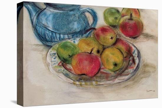 Still Life with Blue Teapot 2-Susan Adams-Stretched Canvas