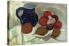 Still life with blue, white spotted jar (II). 1906-Paula Modersohn-Becker-Stretched Canvas