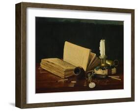 Still Life with Book and Pipe by Claude Raguet Hirst-Geoffrey Clements-Framed Giclee Print