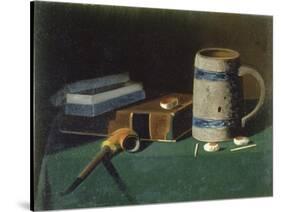 Still life with book, pipe and beer mug-John Prederick Peto-Stretched Canvas