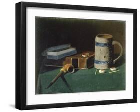 Still life with book, pipe and beer mug-John Prederick Peto-Framed Giclee Print