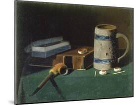 Still life with book, pipe and beer mug-John Prederick Peto-Mounted Giclee Print