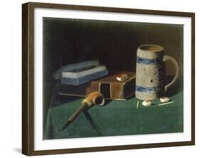 Still life with book, pipe and beer mug-John Prederick Peto-Framed Giclee Print