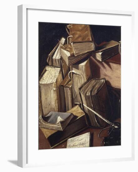 Still Life with Books-Charles Emmanuel Bizet-Framed Giclee Print