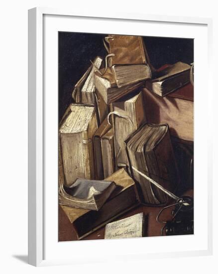 Still Life with Books-Charles Emmanuel Bizet-Framed Giclee Print