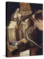 Still Life with Books-Charles Emmanuel Bizet-Stretched Canvas