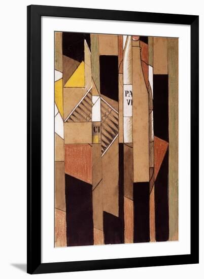 Still-Life with Bottle and Cigars; Nature Morte Avec Bouteille et Cigares, 1912-Juan Gris-Framed Giclee Print