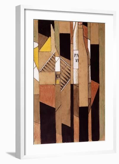 Still-Life with Bottle and Cigars; Nature Morte Avec Bouteille et Cigares, 1912-Juan Gris-Framed Giclee Print