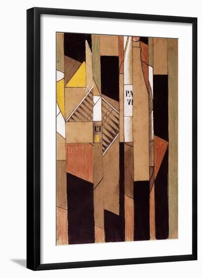 Still-Life with Bottle and Cigars; Nature Morte Avec Bouteille et Cigares, 1912-Juan Gris-Framed Giclee Print