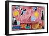 Still Life with Bottle, Bread and Red Wallpaper with Swallows-Alexej Von Jawlensky-Framed Giclee Print