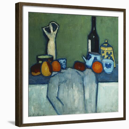 Still Life with Bottle, Fruit and Figure-Alexej Von Jawlensky-Framed Giclee Print