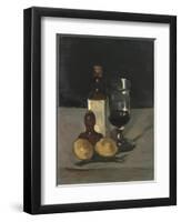 Still Life with Bottle, Glass, and Lemons, 1867-9-Paul Cezanne-Framed Giclee Print