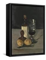 Still Life with Bottle, Glass, and Lemons, 1867-9-Paul Cezanne-Framed Stretched Canvas