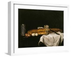 Still Life with Bread and Eggs, 1865-Paul Cézanne-Framed Giclee Print