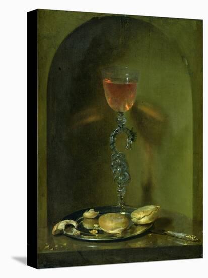 Still Life with Bread and Wine Glass-Isaac Luttichuys-Stretched Canvas