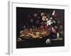 Still Life with Bread, Biscuits and Flowers-Giuseppe Recco-Framed Giclee Print