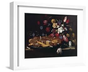 Still Life with Bread, Biscuits and Flowers-Giuseppe Recco-Framed Giclee Print