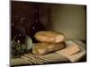 Still Life with Bread, Cheese and a Flagon of Wine-Claude Joseph Fraichot-Mounted Giclee Print