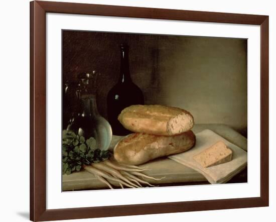 Still Life with Bread, Cheese and a Flagon of Wine-Claude Joseph Fraichot-Framed Giclee Print