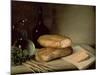 Still Life with Bread, Cheese and a Flagon of Wine-Claude Joseph Fraichot-Mounted Giclee Print