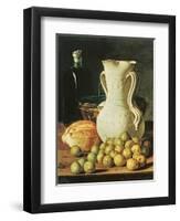 Still Life with Bread, Greengages and Pitcher-Luis Egidio Melendez-Framed Premium Giclee Print