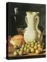 Still Life with Bread, Greengages and Pitcher-Luis Egidio Melendez-Stretched Canvas