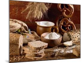 Still Life with Bread, Pretzels and Baking Ingredients-Barbara Lutterbeck-Mounted Photographic Print