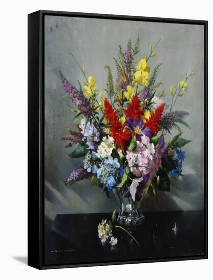 Still Life with Buddleia, Hydrangea and Clematis-Vernon Ward-Framed Stretched Canvas