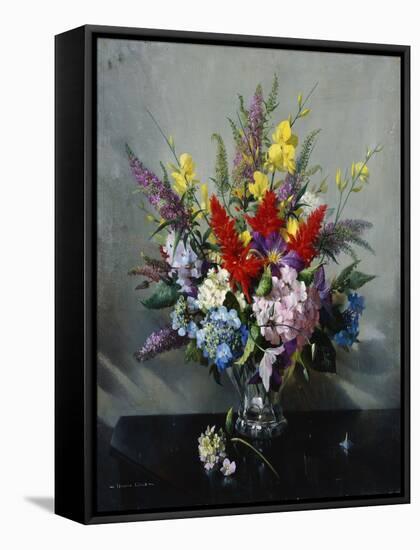 Still Life with Buddleia, Hydrangea and Clematis-Vernon Ward-Framed Stretched Canvas