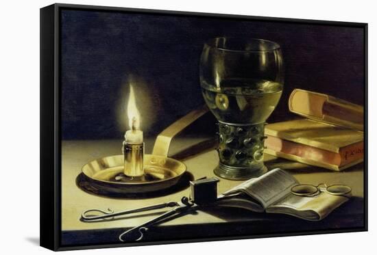 Still-Life with Burning Candle, 1627-Pieter Claesz-Framed Stretched Canvas