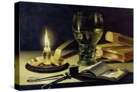 Still-Life with Burning Candle, 1627-Pieter Claesz-Stretched Canvas