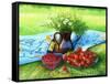 Still-Life With Camomiles And A Strawberry-balaikin2009-Framed Stretched Canvas
