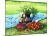 Still-Life With Camomiles And A Strawberry-balaikin2009-Mounted Art Print