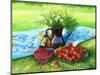 Still-Life With Camomiles And A Strawberry-balaikin2009-Mounted Art Print