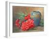 Still Life with Carnations Beside a Blue Glazed Vase-Blanche Odin-Framed Giclee Print