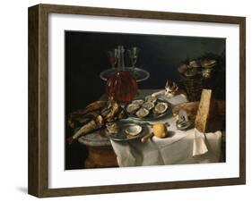 Still Life with Cat-Alexandre-Francois Desportes-Framed Giclee Print