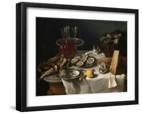 Still Life with Cat-Alexandre-Francois Desportes-Framed Giclee Print