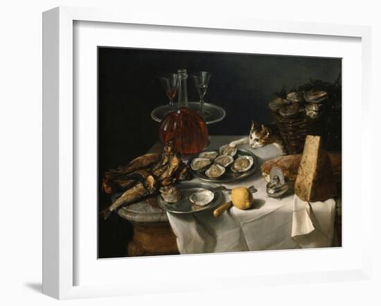 Still Life with Cat-Alexandre-Francois Desportes-Framed Giclee Print