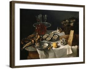 Still Life with Cat-Alexandre-Francois Desportes-Framed Giclee Print