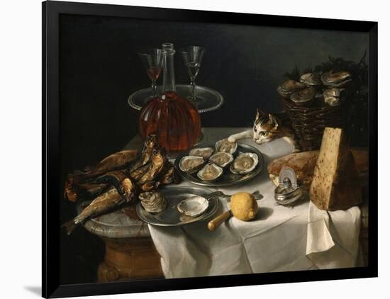 Still Life with Cat-Alexandre-Francois Desportes-Framed Giclee Print