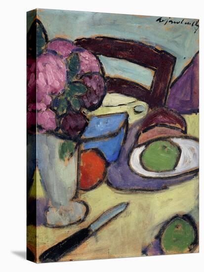 Still life with Chair and Bouquet-Alexej Von Jawlensky-Stretched Canvas